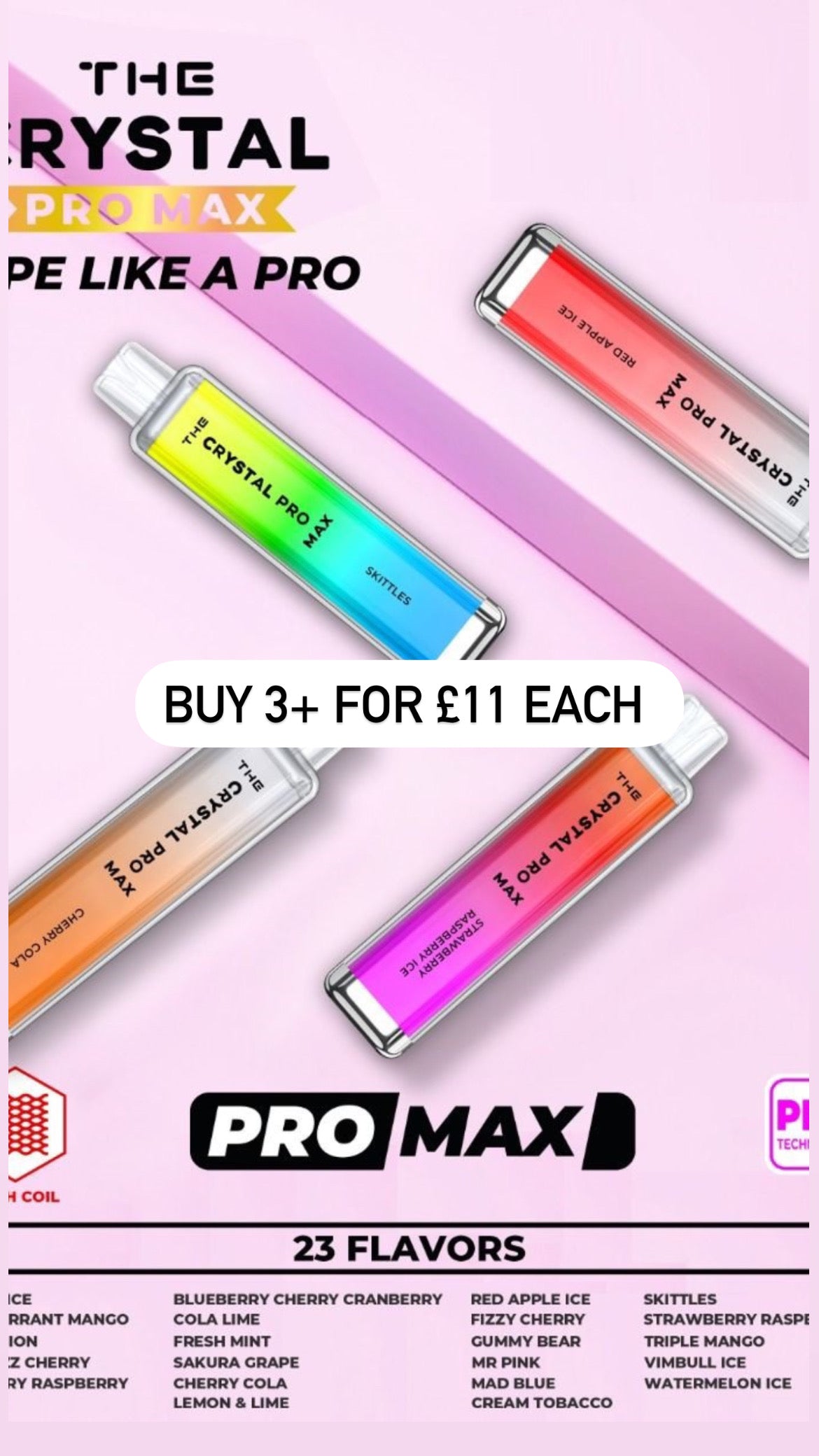 Crystal Pro Max Hayati Disposable Vape BUY 3+ FOR £11 EACH